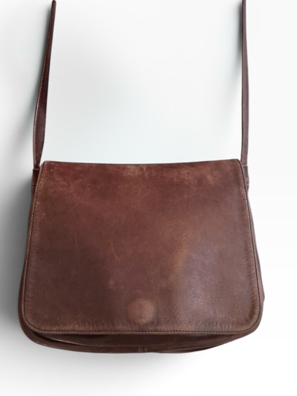 Vintage Frank Clegg Brown Leather Flap Shoulder Bag Messenger